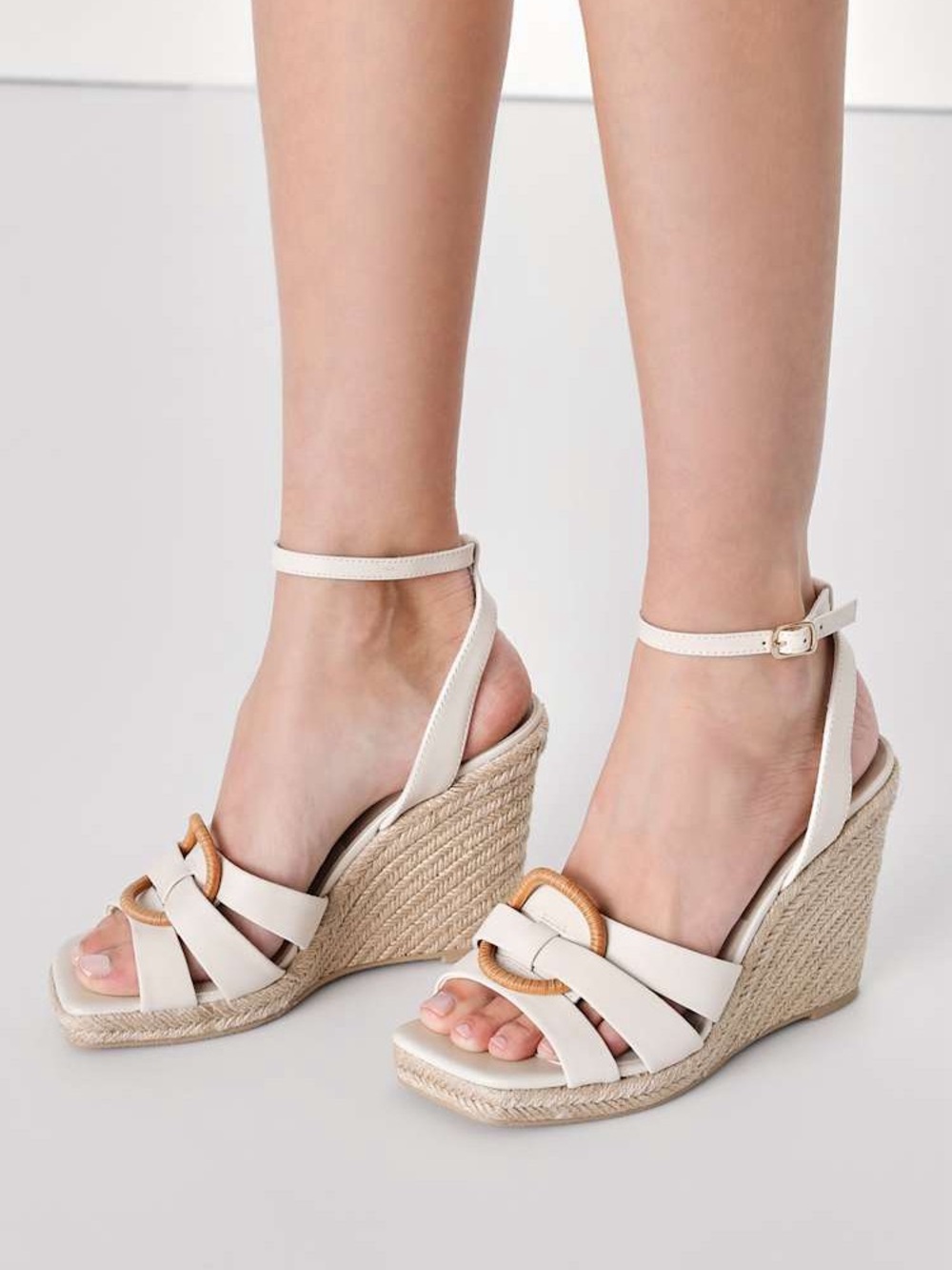 Dolce Vita Maze Ivory Leather Espadrille Wedges